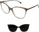 Kubik Kc2001a C2 Clip-On Women's Acetate Prescription Eyeglass Frames Butterfly Gray Black Clip-On Sunglasses