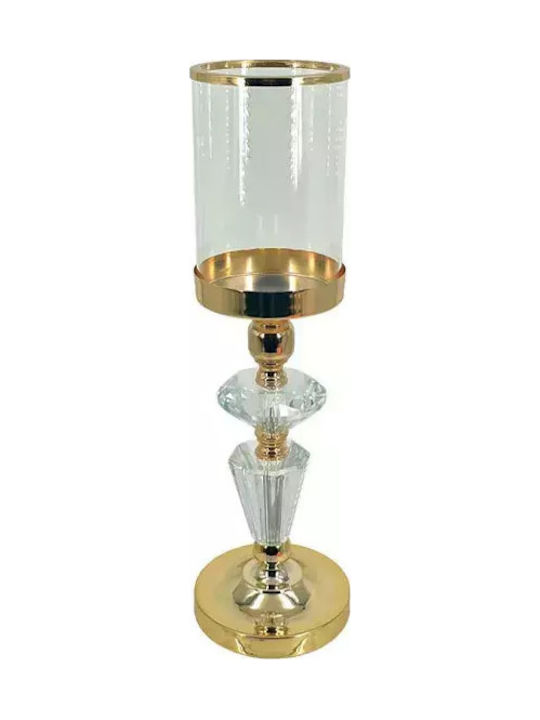 Marhome Candle Holder Crystal in Gold Color 12x12x40cm 1pcs