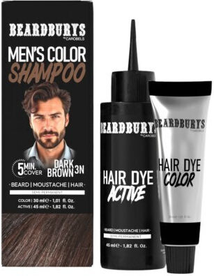 Beardburys Dark Brown 3n Color Shampoo Hair Beard & Moustache