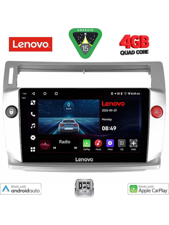 Lenovo Car Audio System for Citroen C4 2004-2011 (Bluetooth/USB/AUX/WiFi/GPS/Apple-Carplay/Android-Auto) with Touch Screen 9"