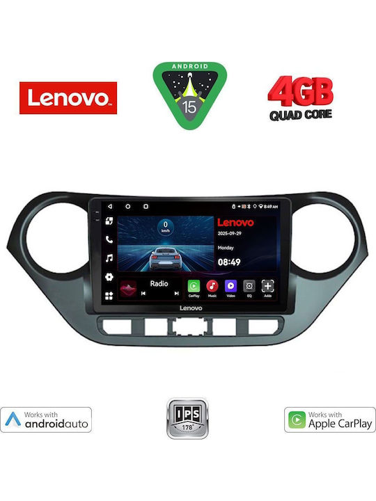 Lenovo Car Audio System for Hyundai i10 2014-2020 (Bluetooth/USB/AUX/WiFi/GPS/Apple-Carplay/Android-Auto) with Touch Screen 9"