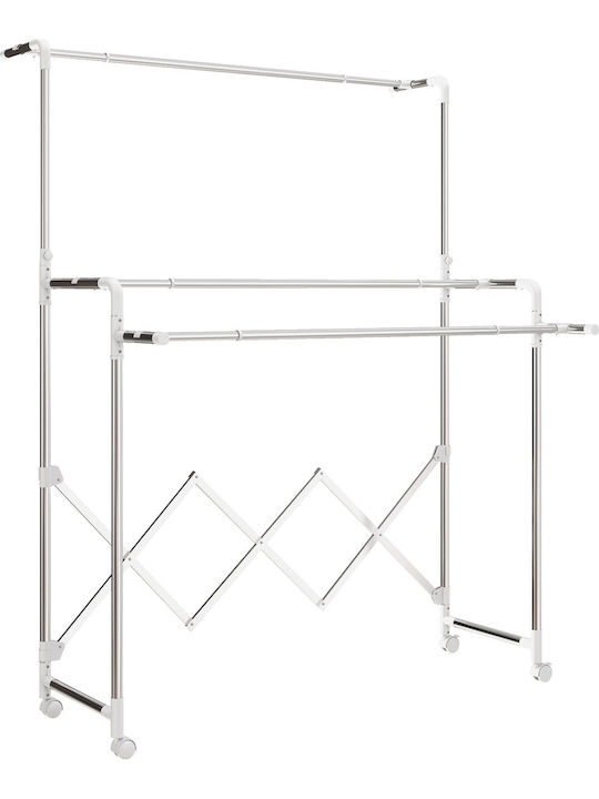 HomCom Stainless Steel Folding Floor Clothes Drying Rack with Hanging Length 50m
