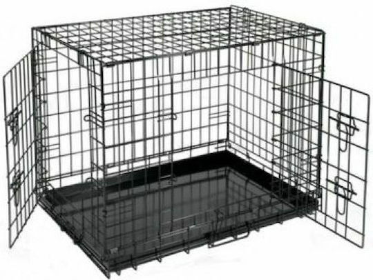 Ikaros Dog Wire Cage Medium with 2 Doors Black 77.5x48.5x55.5cm