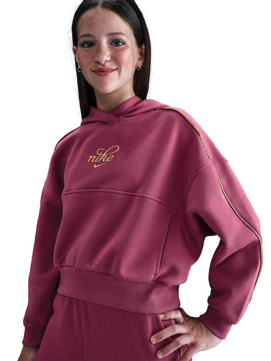 Fleece Επένδυση Παιδικό Φούτερ Cropped με Κουκούλα Red Nsw Club