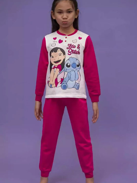 Sabor Pijamale Copii Iarna Din Bumbac Fuchsia