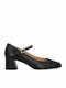 Leather Pointed Toe Black Medium Heels