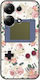 Флорален Gameboy Xiaomi Redmi Note 14s Черен TPU Калъф от Черен Силикон