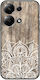 Hölzernes Mandala Xiaomi Redmi Note 14s Schwarze Tpu Schwarze Silikonhülle