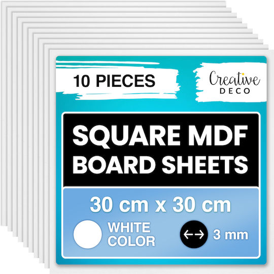 Creative Deco 10 X 30x30cm Weiße Mdf-Platte 300 X 300 X 3 Mm Mdf-Platten Diy Bastelarbeiten Ideal Pyrographie Laserschneiden Modellierung Fräsen Cnc Plotter Stichsäge