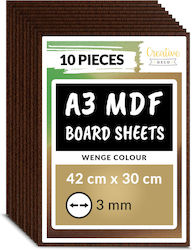 Creative Deco 10 X A3 Mdf Brett Wenge Dunkelbraun 420 X 300 X 3 Mm Mdf Bögen Diy Bastelpapier Pyrographie Laserschneiden Modellierung Fräsen Cnc Plotter Stichsäge