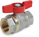Comutatoare si robinete apa Giacomini R951x024 cu conector filet interior 3/4” Nichelate din alamă cu mâner în T roșu