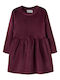 Children's Dress Long Sleeve Velvet Burgundy