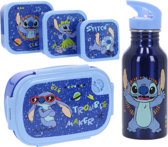 Disney Stitch Plastic Kids' Lunch Set 0.8lt Blue