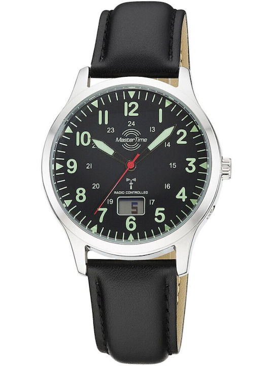 Master Time Men's Watch 40mm Battery with Black Leather Strap