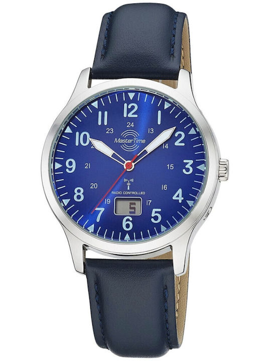 Master Time Men's Watch 40mm Battery with Blue Leather Strap