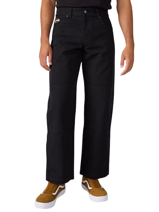 Double Knee Trousers in Regular Fit Black