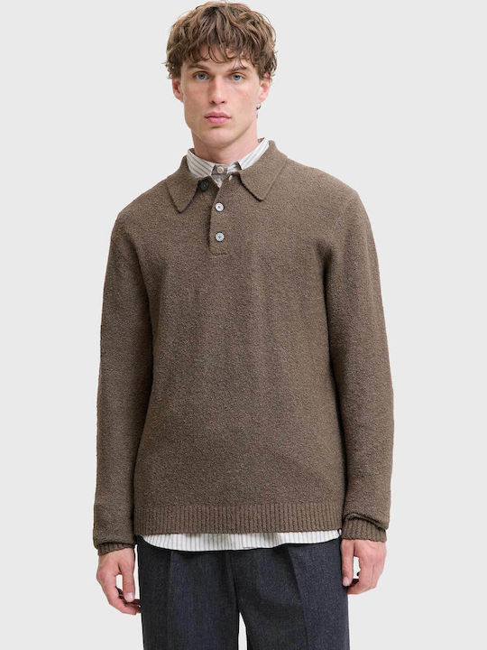 Jack & Jones Long Sleeve Beige Polo Shirt