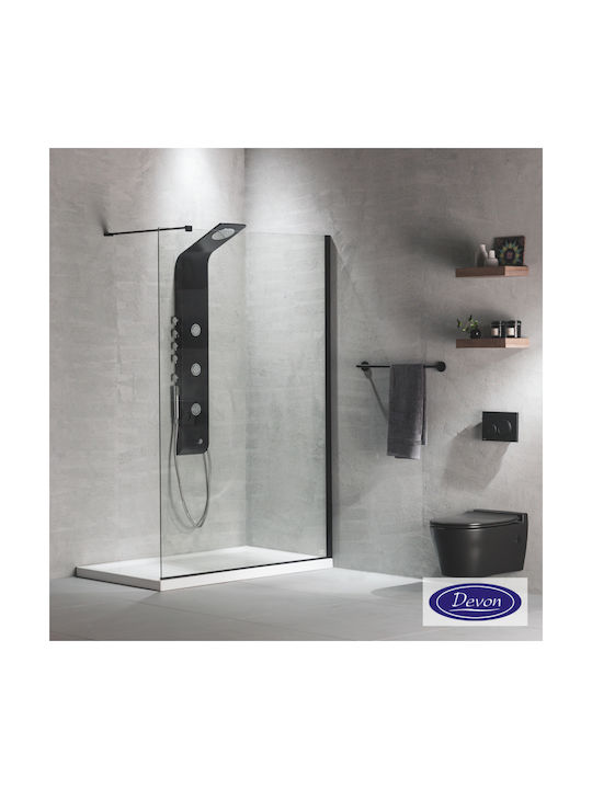 Devon Iwis Walk-in Фиксирана страна Душ 109x200см Черен мат