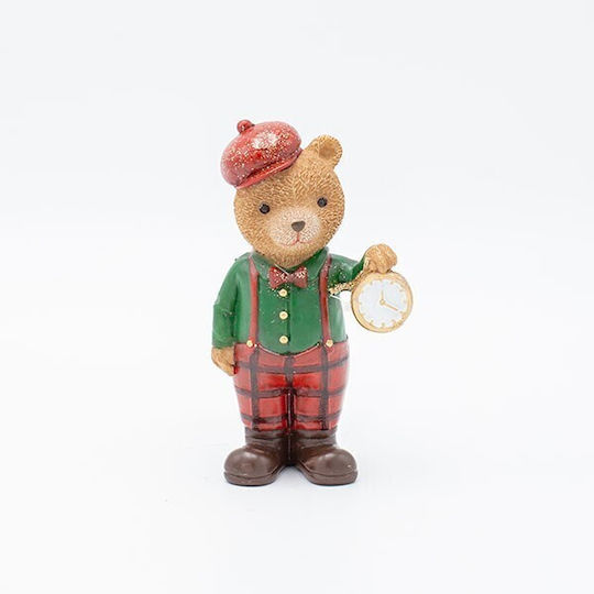 Eurolamp Decorative Polyresin Bear Vintage Cart Green Shirt 7x12.5cm