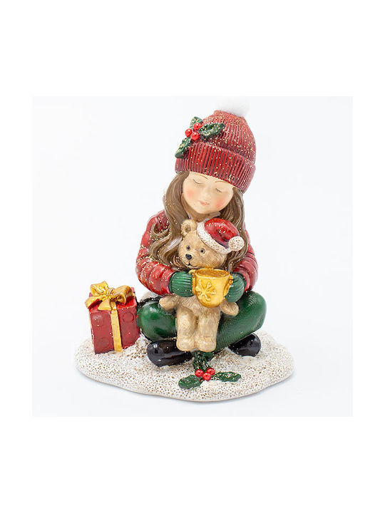 Eurolamp Decorative Polyresin Red Bear Girl 7.5x9cm