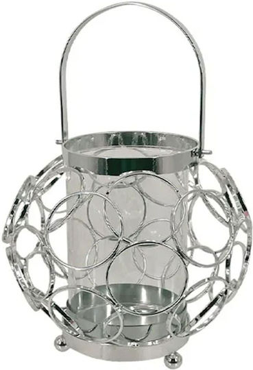 Marhome Tabletop Metallic Lantern Silver 18x18x19cm