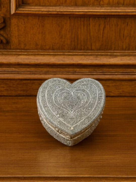 Cutie pentru Bijuterii Metalică Sculptată Inimă 8x7x4cm Galifas 7975494 Galifas