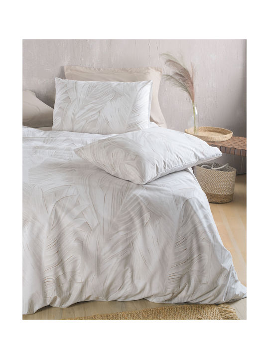 Rythmos Palm Pillowcase Set with Envelope Cover White 50x70cm.