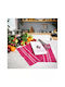 Set of 2 Embroidered Kitchen Towels White & Pink 40x60cm