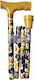 Folding Walking Stick Support Medical Brace Blue Floral