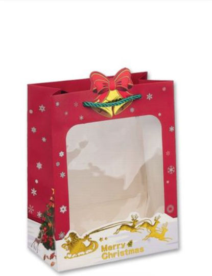 Window Ribbon Christmas Bag for Gift Transparent 23x10x18cm.