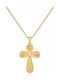 Women's Gold Byzantine Cross 14K Double Sided with Chain