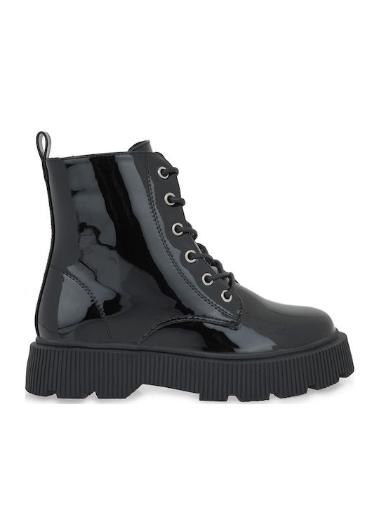 Anatomical Leather Kids Boots with Laces Black