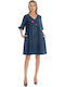 Summer Mini Drape Dress Navy Blue