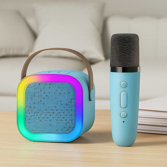 Uncle George Sistem De Karaoke Cu Microfon Wireless Și Efecte De Iluminare Albastru Deschis