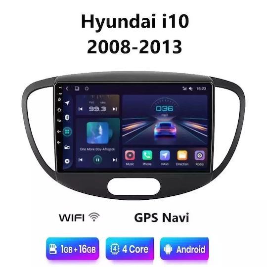 Car Audio System for Hyundai i10 2008-2013 (Bluetooth/USB/WiFi/GPS/Apple-Carplay/Android-Auto) with Touch Screen 9"