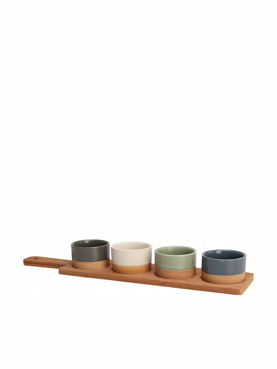 Excellent Houseware Ceramic Dessert Tower Stand 4 Slots White Ø40cm W9.5xL40cm 5 Pieces