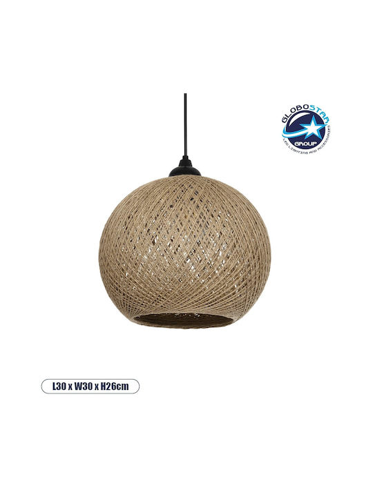GloboStar Solei Pendant Light Beige Boho with Rope for Socket E27 30x30x35cm