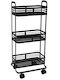 Bakaji Bakaji Kitchen Trolley Metallic 3 Tiers Black 32x25x75cm