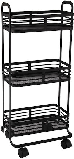 Bakaji Bakaji Kitchen Trolley Metallic 3 Tiers Black 32x25x75cm