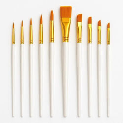 Πινελα Ζωγραφικησartist Brushes Κοντη Λαβη 10 Τεμαχιων Στρογγυλα Πλακε 33479