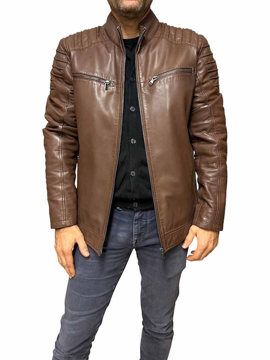 Leather Jacket Biker Brown