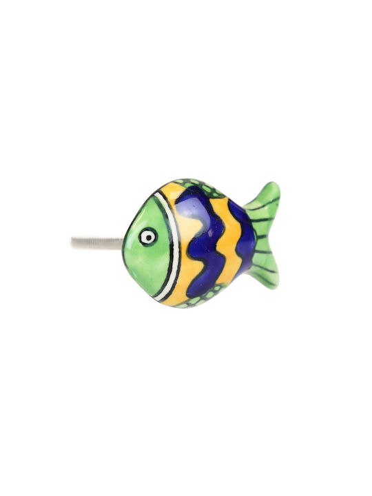 Keramik Knopf Fisch 5x3,5cm Wave Gelbe