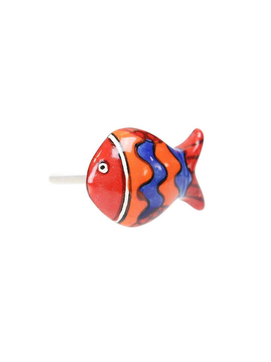 Möbelgriffe Keramik Fisch 5x3,5cm Wave Rote