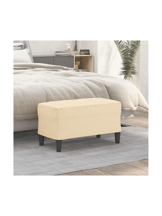 Fabric Upholstered Bench Stool Cream 70x35x41cm