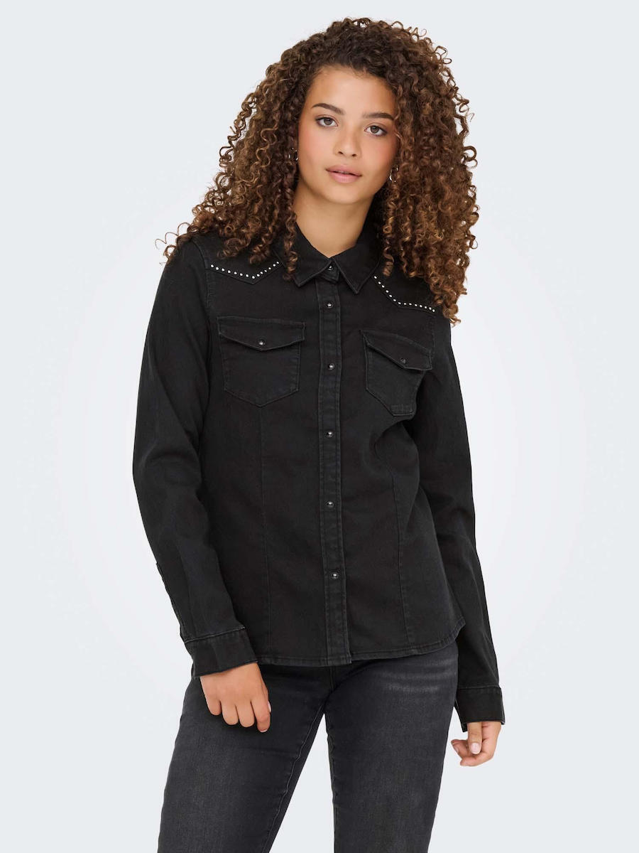Only Shirt Shirt Langärmelig Damen Denim Hemd Schwarz 15352341