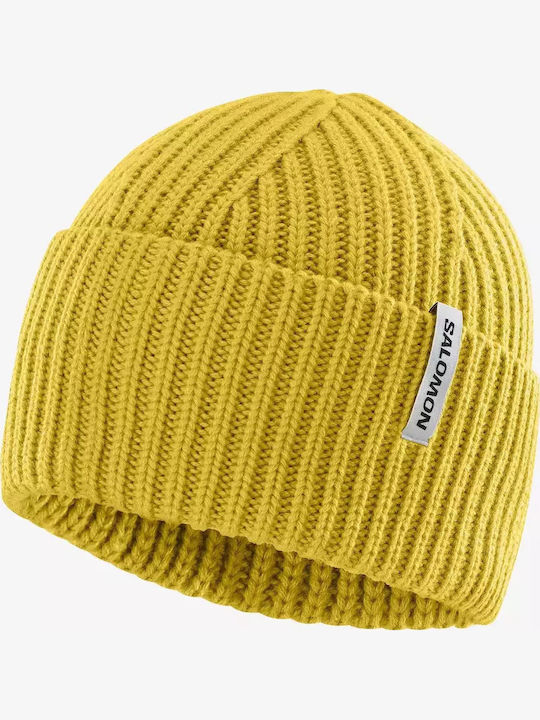 Beanie Unisex Σκούφος Πλεκτός σε Κίτρινο χρώμα