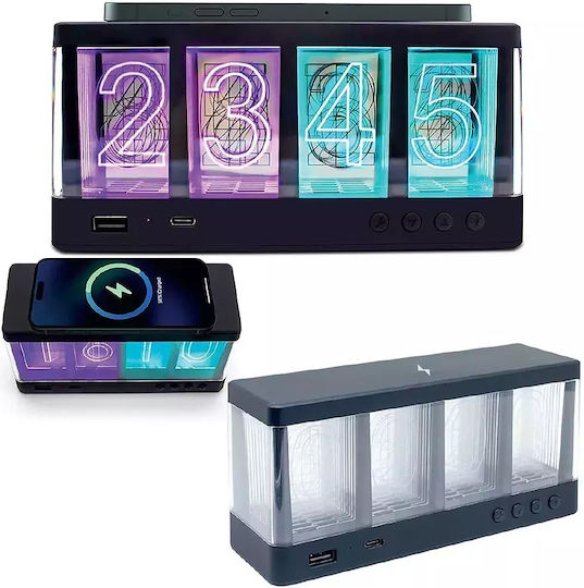 Ceas De Masă Digital Led Cu Încărcare Wireless Multicolor 7318