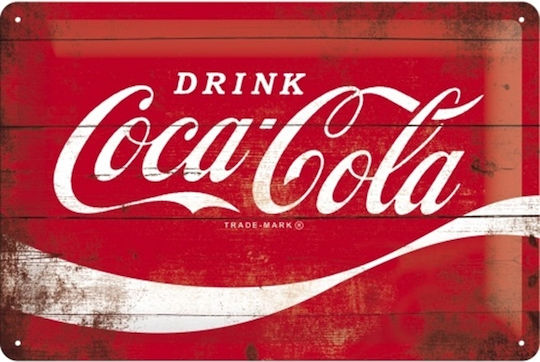 Nostalgische Metallische Wanddekoration Coca-Cola Logo Rote Welle #22235