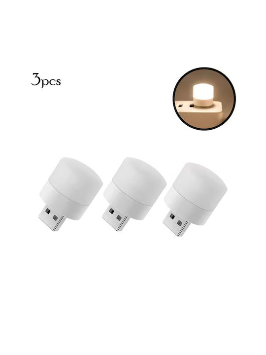 Λαμπάκια LED Θερμό Λευκό USB σε Σειρά 3τμχ