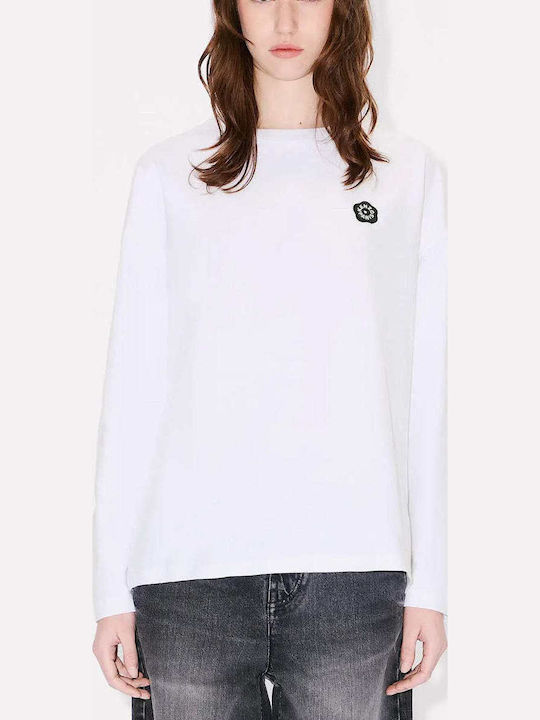 Women's Blouse Cotton Long Sleeve Floral White